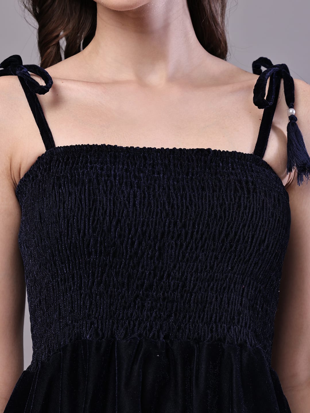 Elegant Black Velvet Handkerchief Hem Dress – Premium Western Wear for Women