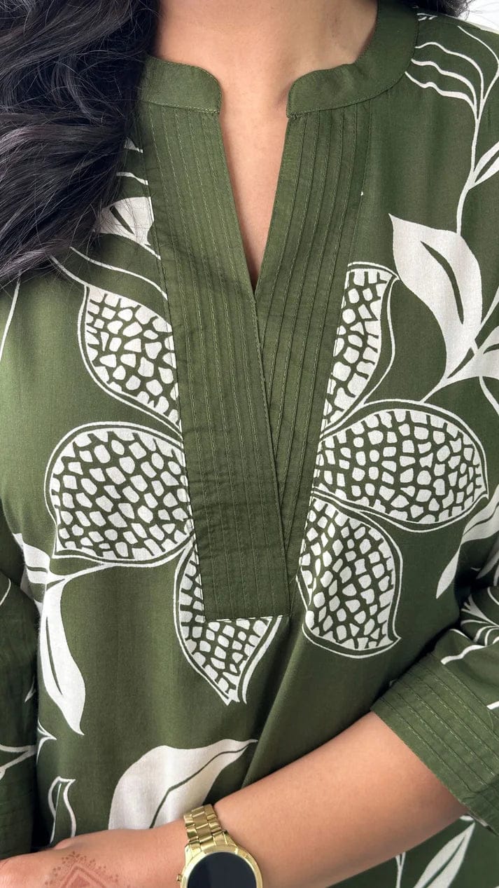 Elegant Green Two-Piece Kurti Set with Pant – Perfect for Festive & Everyday Style